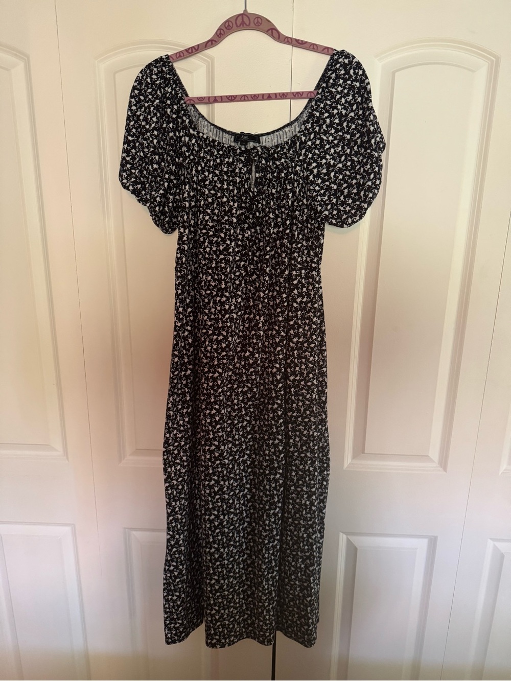 Vibe Blue Floral Maxi Dress with Puff Sleeves